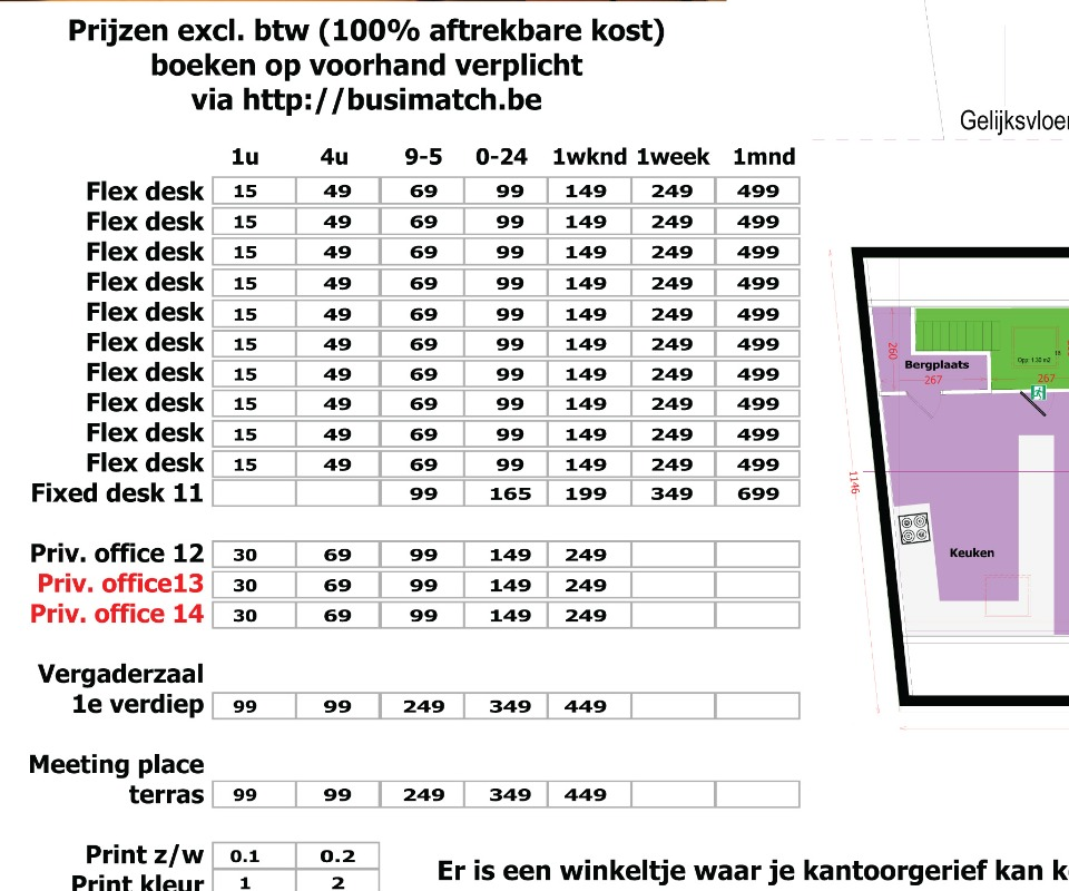 Busimatch pricing table